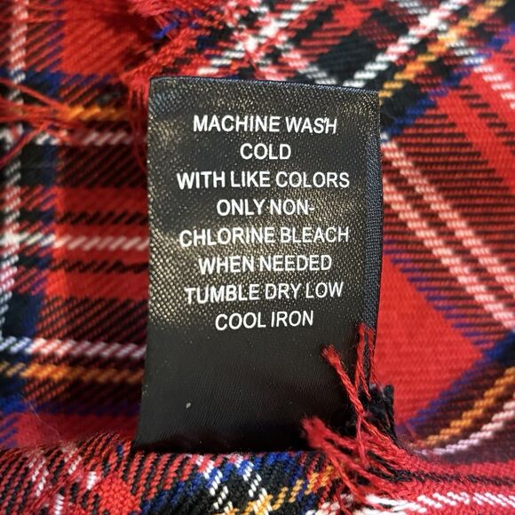 Kendall + Kylie Shirt Dress Small Red Plaid Embroidered Raw Hem Button Front - Picture 13 of 13